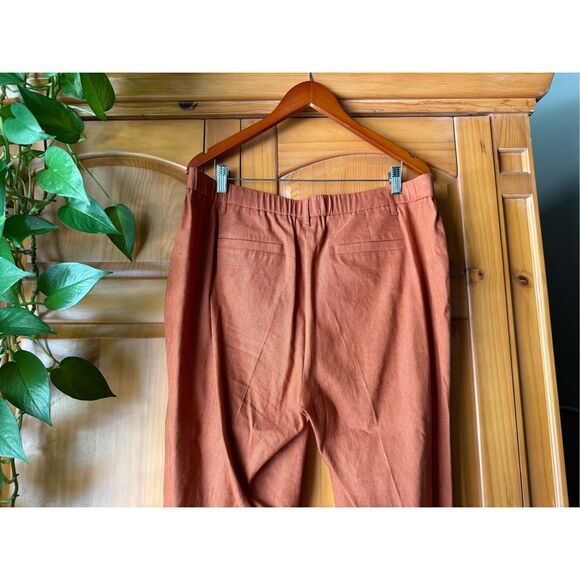 J.Jill Women’s Linen Blend Stretch Cropped Pants Rust Colored SZ XL - Picture 5 of 13